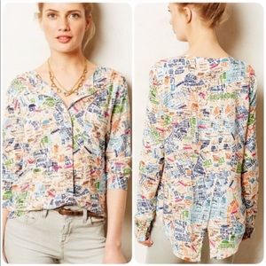 Mauve | Anthro Cartography map Blouse (B1-25)